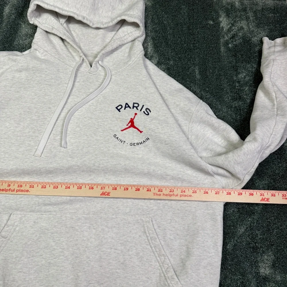Jordan Fleece Pullover Hoodie Men 2XL Birch Heather Grey PSG Paris 23 Script